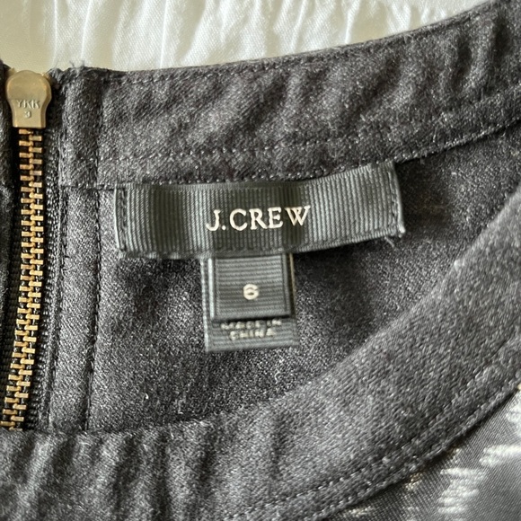 J. CREW Blouse Black & Cream Abstract Ikat Inspired Pattern Zip Back 3/4 Sleeves - Picture 12 of 17